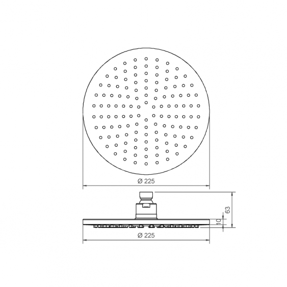 Soffione doccia abs cromato diametro 22,5 cm monogetto