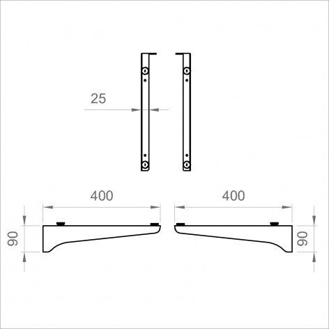 Coppia di staffe regolabili 40 cm per piani sospesi