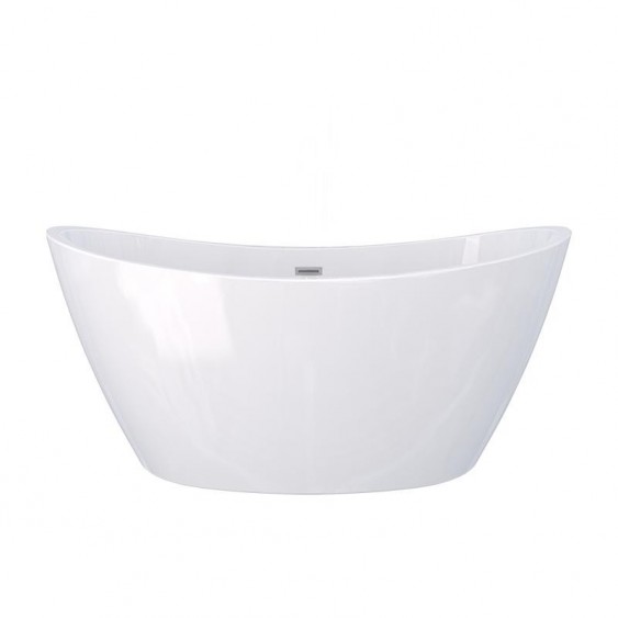 Vasca free standing 80 x 150 cm in acrilico bianco lucido ovale con troppo pieno
