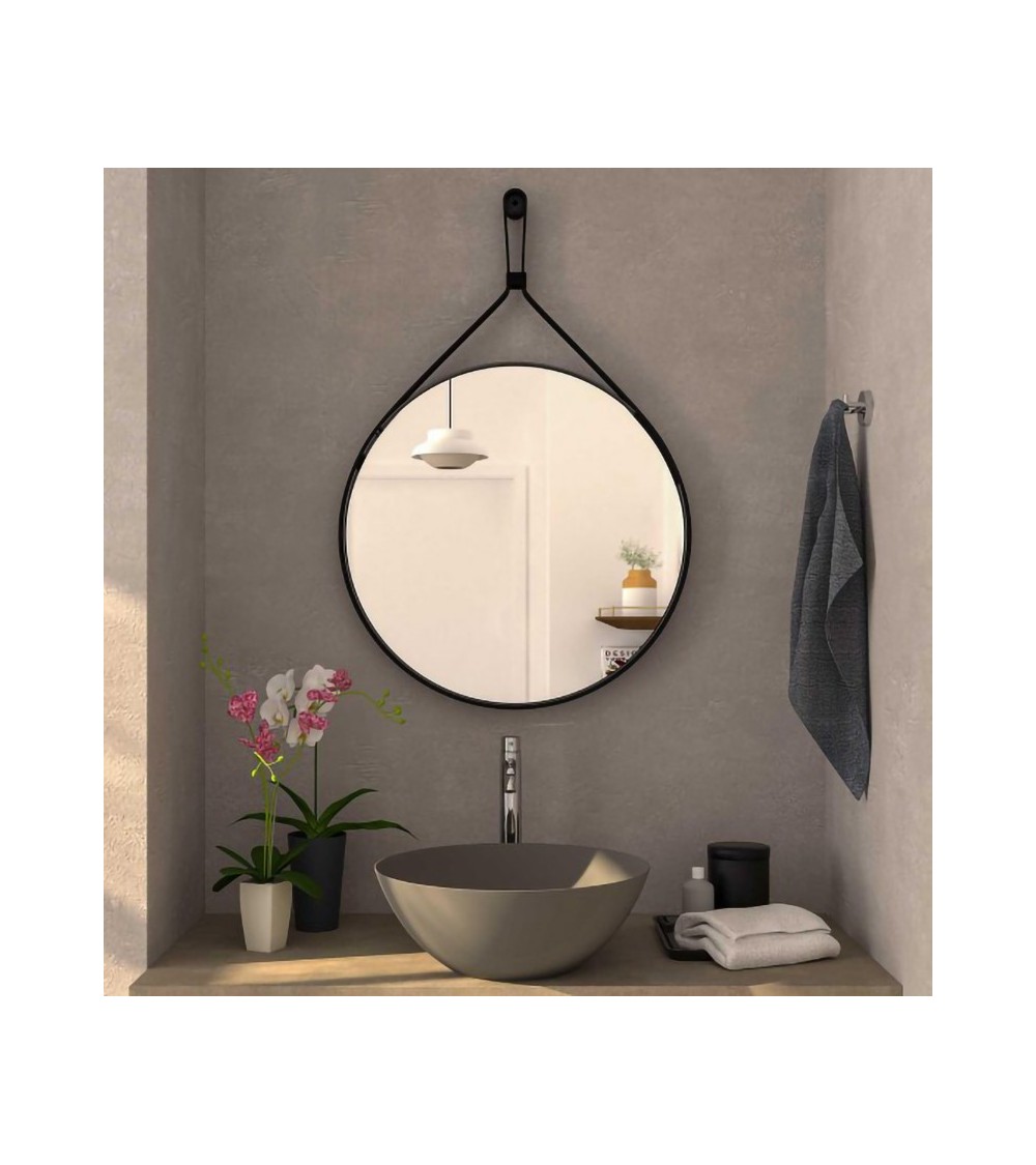 Specchio da bagno 8144B ovale - colore cornice nero - verticale e  orizzontale - dimensioni selezionabili