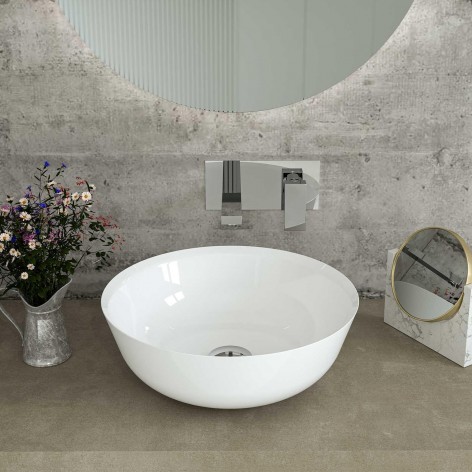 Lavabo d'appoggio 41,6 cm marmoresina bianco lucido bacinella