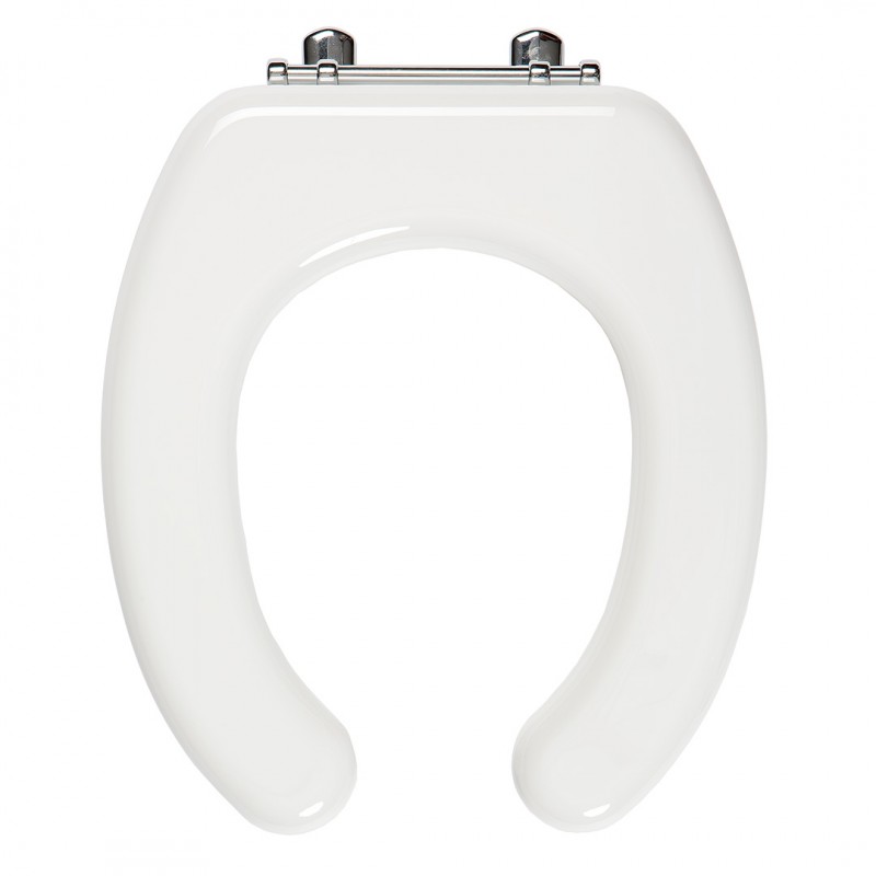 BSCOMSVR66 - Sedile WC universale per disabili in MDF bianco con cerniera  in ottone cromato