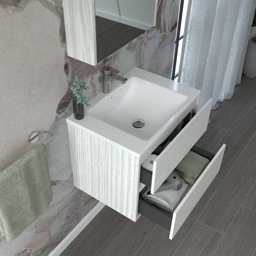 Mobile bagno sospeso con cassetti varie finiture e lavabo integrato Misure  mobili sospesi 60 cm Colore mobili sospesi Bianco
